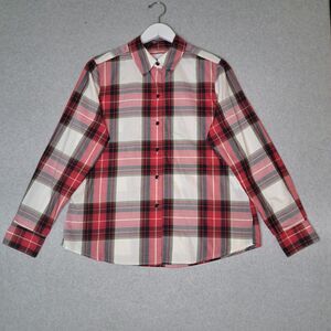 Foxcroft For Appleseed's Wrinkle Free Shaped 12 Plaid Check Button Up Shirt Red